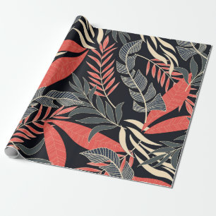 Papier Cadeau Motif tropical d'été transparent avec jaune vif