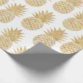 Papier Cadeau Motif tropical élégant d'ananas d'or blanc (Coin)