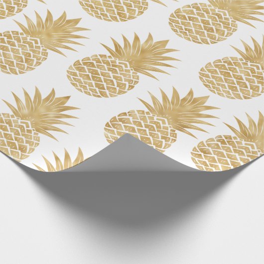 Papier Cadeau Motif tropical élégant d'ananas d'or blanc (Coin)