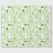 Papier Cadeau Motif tropical Feuille vert aquarelle (Plat)