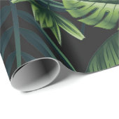 Papier Cadeau Motif Tropical noir (Coin rond)