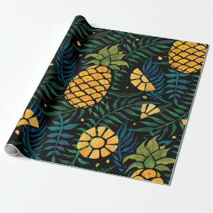 Papier Cadeau Motif tropical sans couture avec ananas et palmier