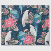 Papier Cadeau Motif tropical sans couture avec perroquets. Vinta (Plat)