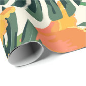 Papier Cadeau Motif tropical. Texture textile colorée. exotique (Coin rond)