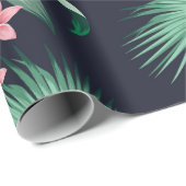 Papier Cadeau  motif tropicale transparente avec feuillage luxur (Coin rond)