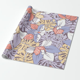 Papier Cadeau Motif Tropique sans soudure avec orchidée et monst