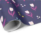 Papier Cadeau Motif Tulipe violette (Coin rond)