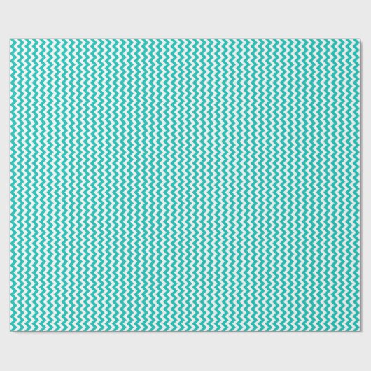 Papier Cadeau Motif turquoise blanc Chevron Zig-Zag (Plat)