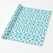 Papier Cadeau Motif Turquoise bleu et blanc (Déroulé)