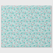 Papier Cadeau Motif turquoise de poinsettia (Plat)