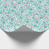 Papier Cadeau Motif turquoise de poinsettia (Coin)