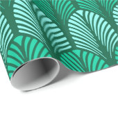 Papier Cadeau Motif, turquoise et Aqua de plume d'art déco (Coin rond)