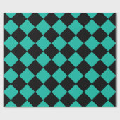Papier Cadeau Motif turquoise et noir Harlequin Diamond Checked (Plat)