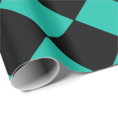 Papier Cadeau Motif turquoise et noir Harlequin Diamond Checked (Coin rond)
