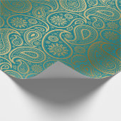 Papier Cadeau Motif Turquoise & Gold Paisley (Coin)