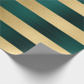 Papier Cadeau Motif Turquoise Gold Stripe de Noël moderne (Coin)
