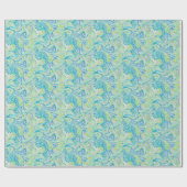 Papier Cadeau Motif Turquoise Paisley (Plat)