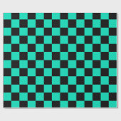 Papier Cadeau Motif turquoise Turquoise Et Black Checker (Plat)