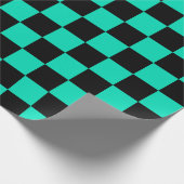 Papier Cadeau Motif turquoise Turquoise Et Black Checker (Coin)