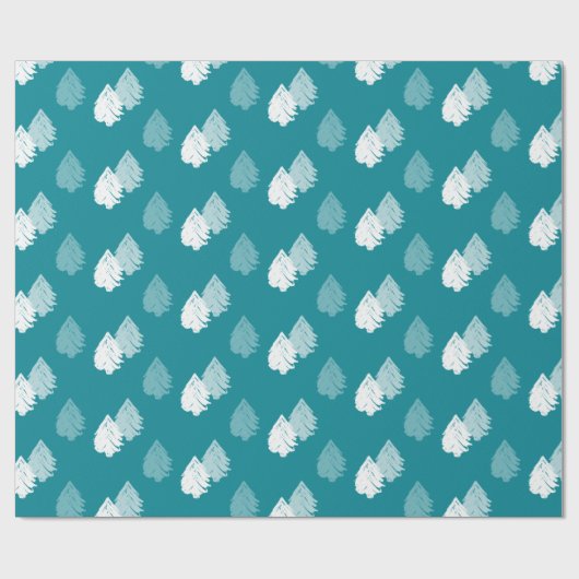 Papier Cadeau Motif turquoise White Christmas Tree (Plat)
