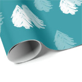 Papier Cadeau Motif turquoise White Christmas Tree (Coin rond)