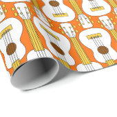 Papier Cadeau Motif Ukulele vertical (Coin rond)