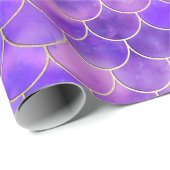 Papier Cadeau Motif Ultra Violet & Gold Mermaid (Coin rond)