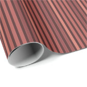 Papier Cadeau Motif uni rayé marron rétro (Coin rond)