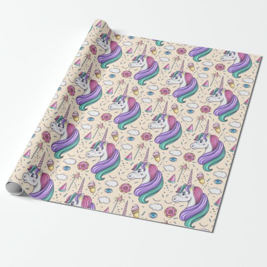 Papier Cadeau Motif Unicorn (Déroulé)