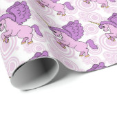 Papier Cadeau Motif Unicorne violet et rose (Coin rond)