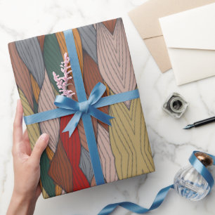 Papier Cadeau Motif unique Wavy avec rose orange Brown vert