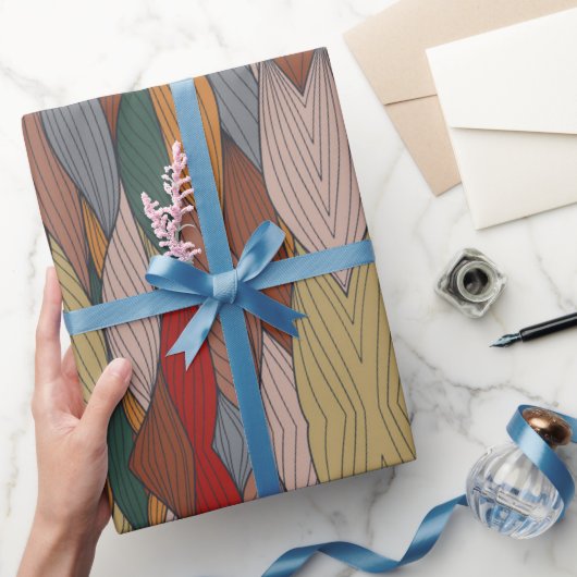 Papier Cadeau Motif unique Wavy avec rose orange Brown vert (Cadeaux)
