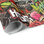 Papier Cadeau Motif urbain de caractères de graffiti d'art de (Coin rond)