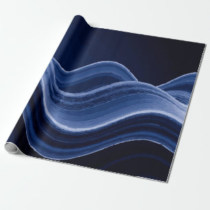 Papier Cadeau Motif Vague Bleu Foncé – Cadeau Élégant Moderne