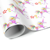 PAPIER CADEAU MOTIF VECTOR UNICORN FLOWERS (Coin rond)