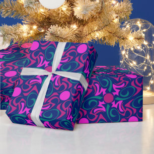 Papier Cadeau Motif vectoriel bleu et rose Fuchsia