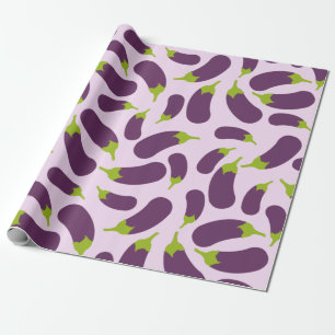 Papier Cadeau Motif végétal d'aubergine violet végétal Conceptio