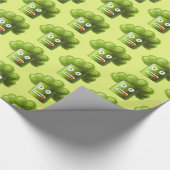 Papier Cadeau Motif végétarien de brocoli drôle vert de bande (Coin)