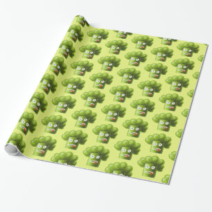 Papier Cadeau Motif végétarien de brocoli drôle vert de bande