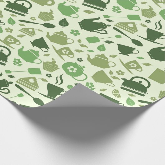 Papier Cadeau Motif vert à thème thé (Coin)
