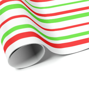 Papier Cadeau Motif vert, blanc, rouge, rayé/lin