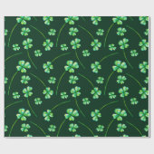 Papier Cadeau Motif vert chanceux avec des shamrocks (Plat)