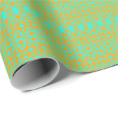 Papier Cadeau Motif vert clair et orange (Coin rond)