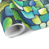 Papier Cadeau Motif vert contemporain (Coin rond)