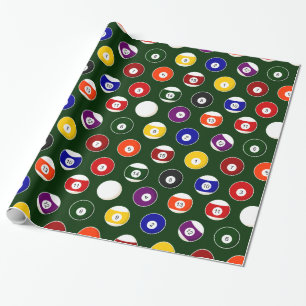 Papier Cadeau Motif vert de billards de boule de piscine