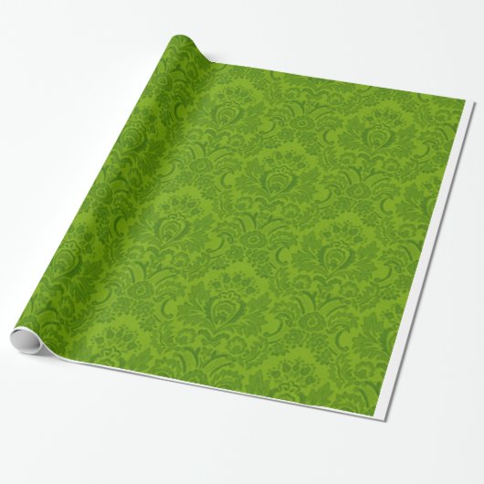 Papier Cadeau Motif vert de damassé (Déroulé)