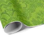 Papier Cadeau Motif vert de damassé (Coin rond)