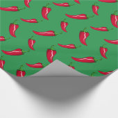 Papier Cadeau motif vert de poivrons de piment (Coin)