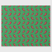 Papier Cadeau motif vert de poivrons de piment (Plat)