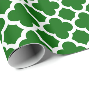 Papier Cadeau Motif vert de treillis de Quatrefoil de Noël